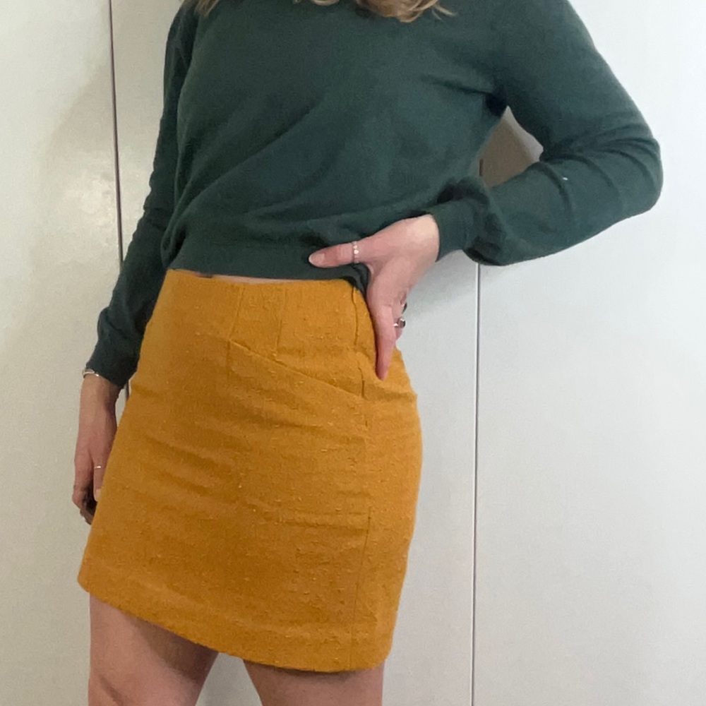 Outback red mustard yellow mini skirt - Textured A-Line